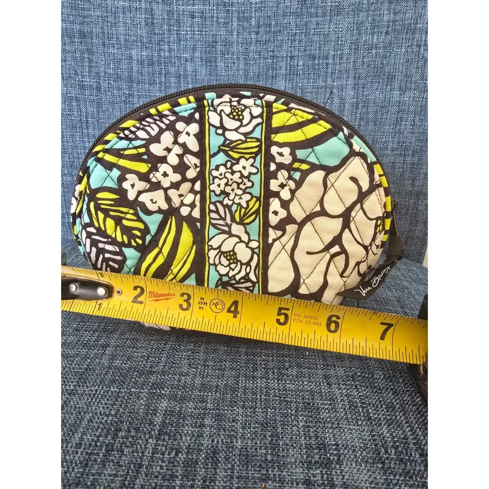 Vera Bradley Quilted Cotton Floral Cosmetic Pouch Turquoise Lime Green Small Bag